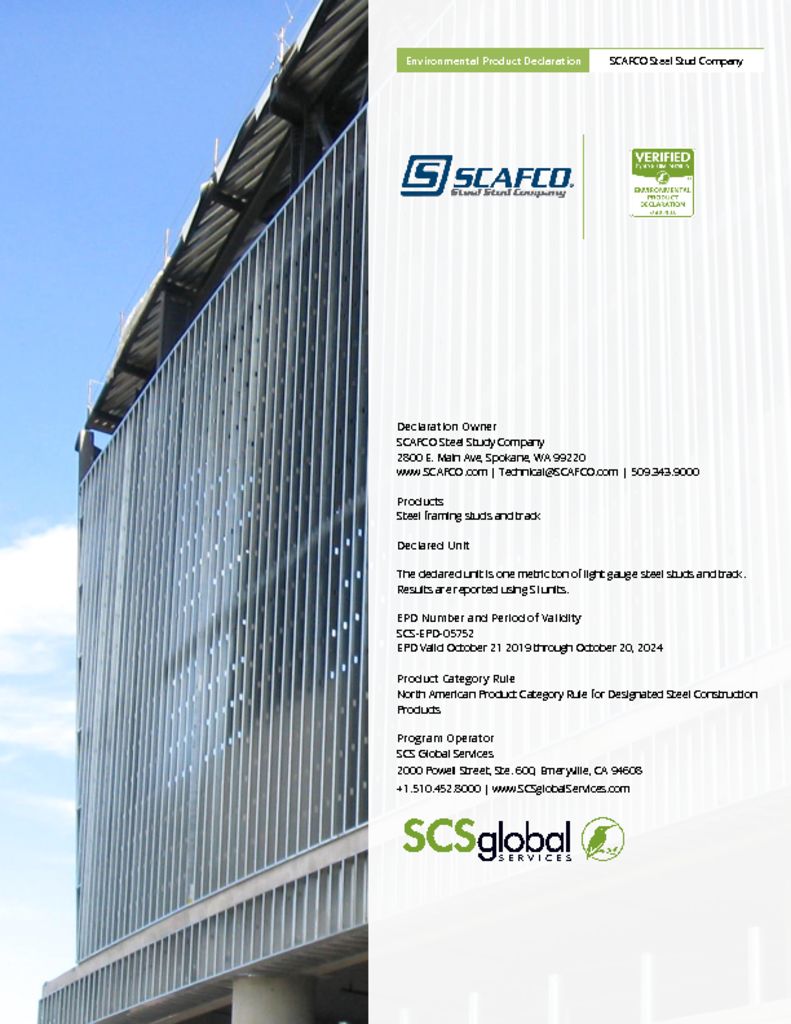 LEED and Sustainability SCAFCO Steel Stud Company