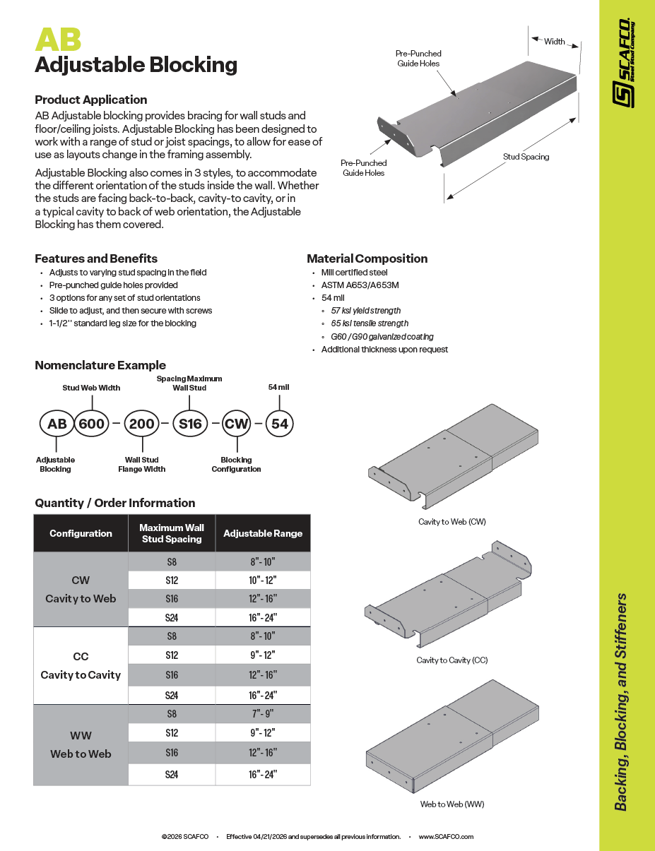 AB Adjustable Blocking Brochure