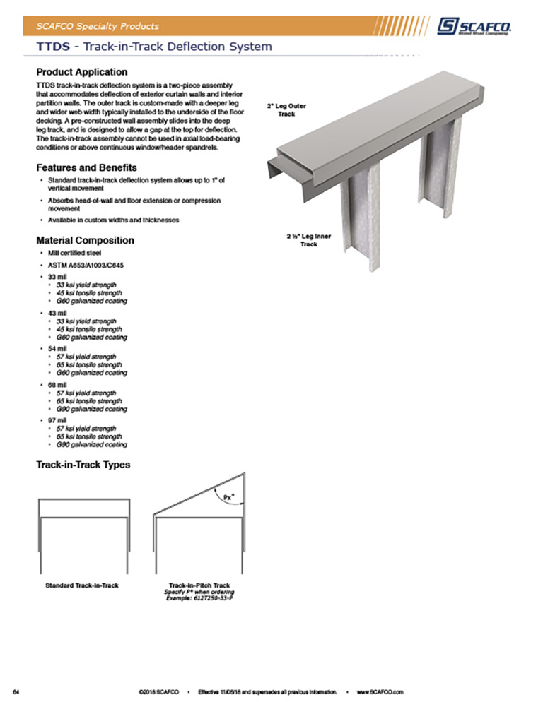 TTDS TrackinTrack Deflection System SCAFCO Steel Stud Company