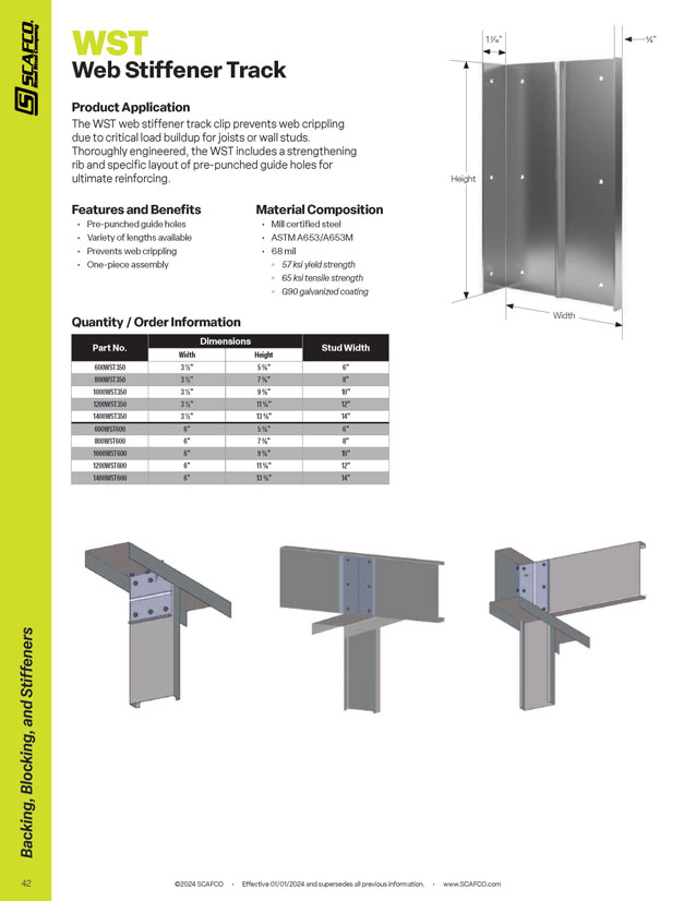 WST Web Stiffener Track SCAFCO Steel Stud Company
